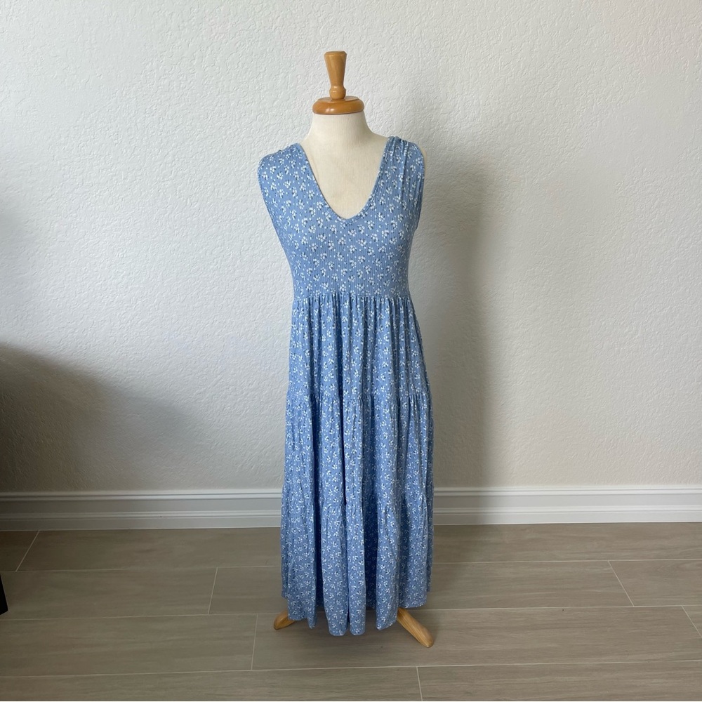 See You Monday Light Blue Floral Maxi Dress